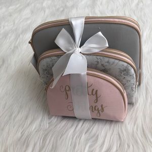 Cute Pink Marble Makeup Travel Bags